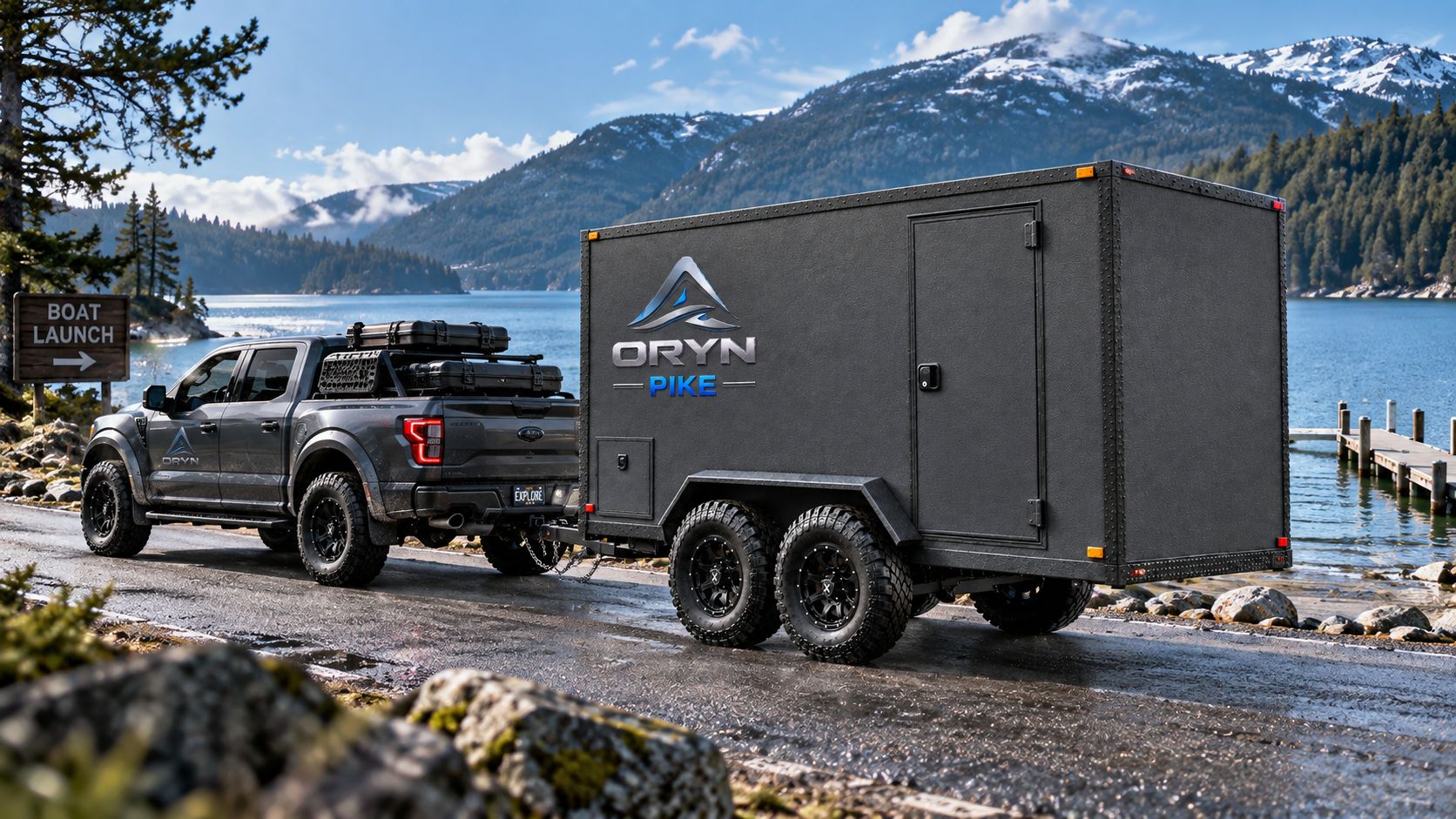 ORYN PIKE towed to a lake boat launch, concept rendering